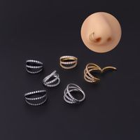 Pure Stainless Steel Three-row Carved Zircon Seamless Closed Nose Ring Nose Studs sku image 6