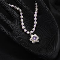 Flower Shaped Zircon Decor Necklace Clavicle Chain Fashion main image 3