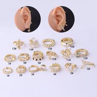 Gold Plated Fashion Piercing Earrings Geometric Copper Inlaid Zircon Irregular Ear Clip Single main image 3