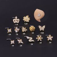 Nose Rings & Studs Fashion Crown Flower 316L Stainless Steel  Copper Plating sku image 17