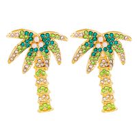 Fashion Creative Coconut Tree Full Diamond Retro Alloy Earrings sku image 1