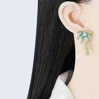 Fashion Creative Coconut Tree Full Diamond Retro Alloy Earrings main image 3