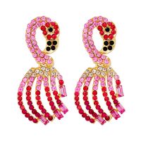 Fashion Creative New Pink Girl Flamingo Full Rhinestone Ornament Alloy Earrings sku image 2