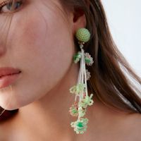 Bohemian Beaded Tassel Earrings Crystal Flowers Resin Earrings main image 3