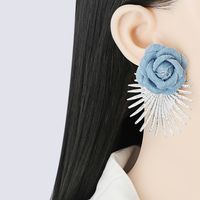 Fashion New Large Blue Pattern Retro Women's Alloy Earrings main image 3