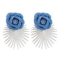 Fashion New Large Blue Pattern Retro Women's Alloy Earrings sku image 1