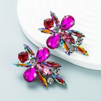 New Creative Flower Colorful Rhinestone Female Alloy Earrings Wholesale sku image 3