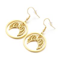 Fashion New Stainless Steel Round Hollow Angel Wings Ear Hook sku image 2
