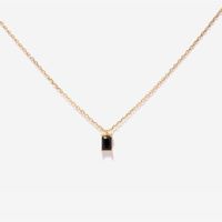Fashion Simple Rectangular Zircon Pendant  Plated 18k Real Gold Color Retention Copper Necklace sku image 3