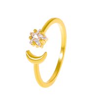 Mode Einfache Herz-förmigen Ring Stern Mond Crown Geometrische Open Index Finger Strass Kupfer Ring sku image 17