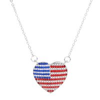 أزياء بسيطة الأمريكية يوم الاستقلال حجر الراين أجنحة القلب على شكل قلادة سبائك قلادة مجموعة sku image 12