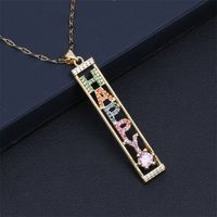 New Letters Pattern  Pendant  Copper  Inlaid Zircon Necklace sku image 3
