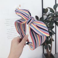 Knitted Fabric Color Striped Bow Headband Nhsm155746 sku image 2