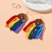 Ins Style Basic Retro Tassel Wood No Inlaid Women's Earrings sku image 2