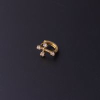 Gold Plated Fashion Piercing Earrings Geometric Copper Inlaid Zircon Irregular Ear Clip Single main image 4