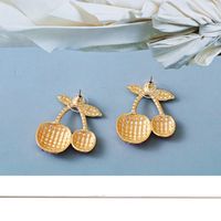 New Creative Fruit Cherry Full Diamond Retro Alloy Earrings main image 4