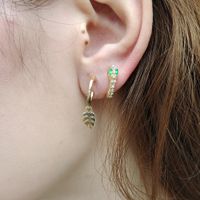 French Style Rhinestone Studs Ab Asymmetric Star Moon Ear Clip Creative Heart Lock Key Earrings sku image 8