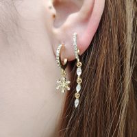 Französisch Stil Strass Studs Ab Asymmetrische Sterne Mond Ohr Clip Kreative Herz Lock-taste Ohrringe sku image 11