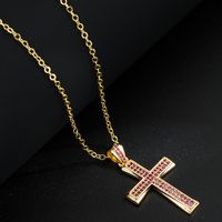 Fashion Copper Plated Real Gold Micro Inlaid Color Zircon Pendant Necklace sku image 5