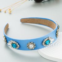 Women's Retro Wide-brimmed Imitation Pearl  Baroque Inlaid Diamond Zircon Headband sku image 3