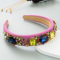 Fashion Baroque Shiny Geometric Color Glass Drill Retro Women's Hair Accessories Headband sku image 4