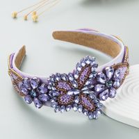 New Gorgeous Crystal Baroque Retro Wide-brimmed Butterfly Inlaid Zircon Headband sku image 2