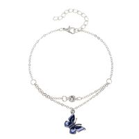 Fashion Dripping Butterfly Double-circle Female Bohemian Pendant Beach Alloy Anklet sku image 2