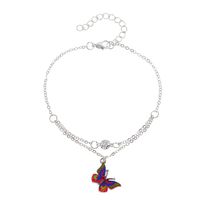Fashion Dripping Butterfly Double-circle Female Bohemian Pendant Beach Alloy Anklet sku image 1