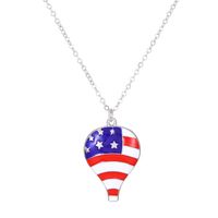 Fashion Simple American Independence Day Rhinestone Wings Heart-shaped Pendant Alloy Necklace Set sku image 1