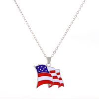 Fashion Simple American Independence Day Rhinestone Wings Heart-shaped Pendant Alloy Necklace Set sku image 2