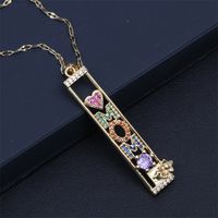 New Letters Pattern  Pendant  Copper  Inlaid Zircon Necklace sku image 6