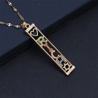 New Letters Pattern  Pendant  Copper  Inlaid Zircon Necklace sku image 2