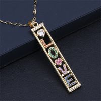 New Letters Pattern  Pendant  Copper  Inlaid Zircon Necklace sku image 1