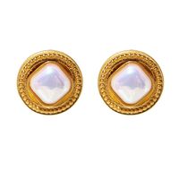 French Vintage Style Round Stud Big Pearl Silver Needle Earrings main image 5