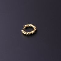 Gold Plated Fashion Piercing Earrings Geometric Copper Inlaid Zircon Irregular Ear Clip Single main image 5