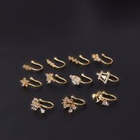 New Micro Inlaid Zircon Nasal Splint Fake Nose Ring Non-piercing Puncture Nose Studs main image 6