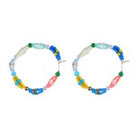 Bohemian Style Colorful Bead Earrings Hand-woven Large Circle Pearl Earrings main image 6