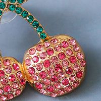 New Creative Fruit Cherry Full Diamond Retro Alloy Earrings main image 6