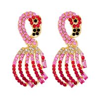 Fashion Creative New Pink Girl Flamingo Full Rhinestone Ornament Alloy Earrings main image 1