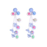 Bohemian Beaded Tassel Earrings Crystal Flowers Resin Earrings main image 6