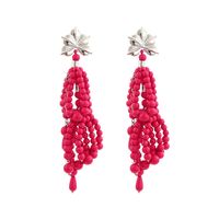 Resin Beads String Tassel Eardrops Ethnic Style Earrings sku image 1