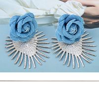 Fashion New Large Blue Pattern Retro Women's Alloy Earrings main image 5