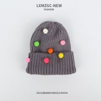 Invierno Espesado Cálido Coreano Color Caramelo Gorro De Punto Color Bola De Lana Gorro De Lana Rizado sku image 14