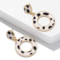 Suede Leopard Print Circle Cutout Earrings Women Fashion Trend Stud Earrings sku image 2