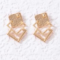 New Style Multi-layer Red Square Inlaid Diamond Dripping Oil Stud Earrings main image 5