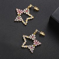 Jinse Alien Ohrringe Koreanische Mode Süße Fünfeckige Farbe Damen Blüten Blätter Anhänger Ohrringe Geschenk sku image 4