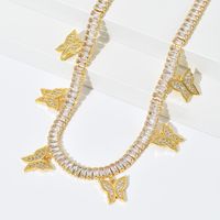 Mode Creative Simple Placage 18k Or Incrusté Zircon Papillon Pendentif Cuivre Collier main image 2