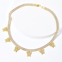 Mode Creative Simple Placage 18k Or Incrusté Zircon Papillon Pendentif Cuivre Collier main image 3