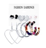 Acrylic Artificial Pearl Circle Tassel Earrings Set 6 Piece Set Hot Selling Earrings Wholesale Nihaojewelry sku image 5