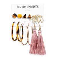 Acrylic Artificial Pearl Circle Tassel Earrings Set 6 Piece Set Hot Selling Earrings Wholesale Nihaojewelry sku image 12